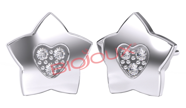 ORECCHINO STERILE BJT716 STS STAR/HEART - famajoy.it