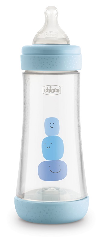 CHICCO BIBERON PERFECT 5 BOY 300 ML IN SILICONE 3 FORI - famajoy.it