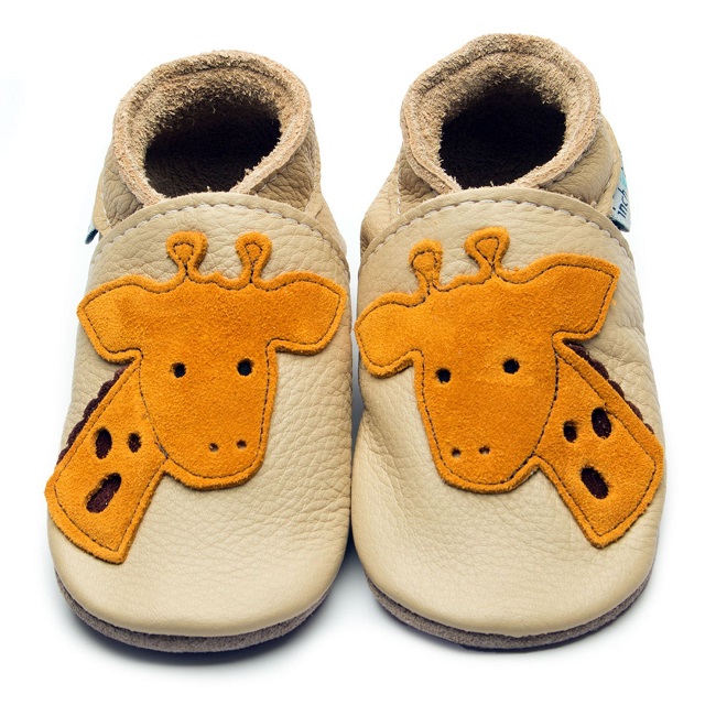 BABBUCCE GIRAFFE CREAM SUOLA IN PELLE MEDIUM 6-12 MESI - famajoy.it