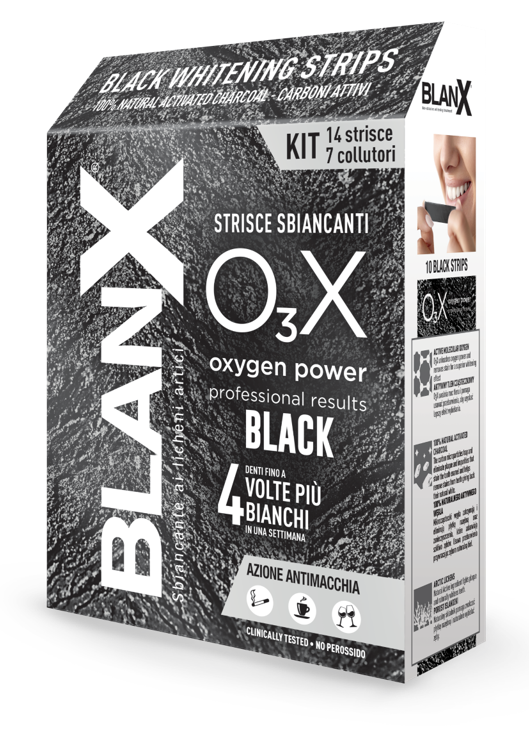 BLANX O3X BLACK STRISCE SBIANCANTI E ANTIMACCHIA 14 PEZZI - famajoy.it