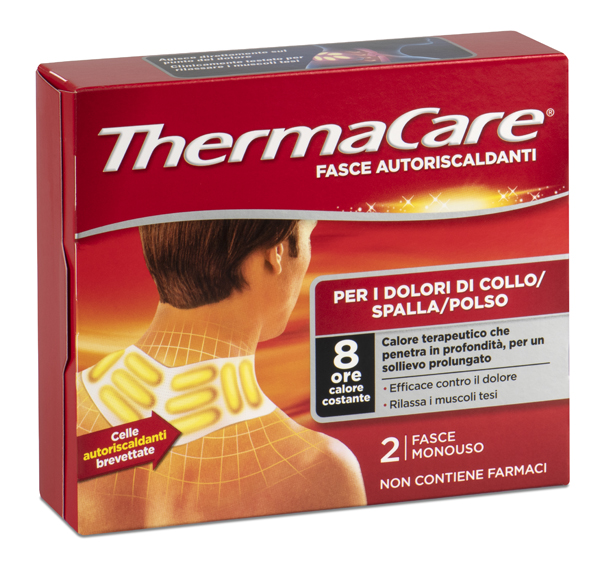 FASCE AUTORISCALDANTI A CALORE TERAPEUTICO THERMACARE COLLO/SPALLA/POLSO 2 PEZZI - famajoy.it