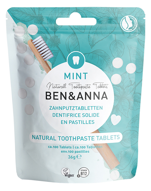 BEN&ANNA NATURAL TOOTHPASTE ALLA MENTA SENZA FLUORO 100 TAVOLETTE - famajoy.it