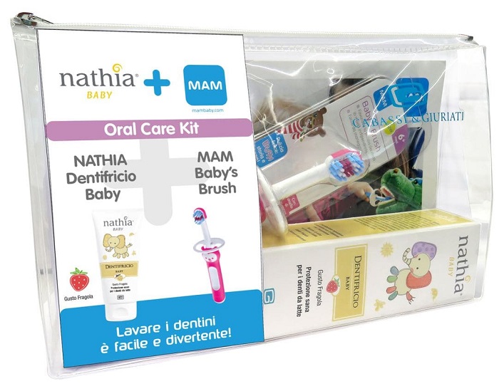 ORAL CARE KIT FEMMINA 1 DENTIFRICIO BABY NATHIA 50 ML + 1 MAM BABY'S BRUSH - famajoy.it
