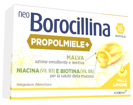 NEOBOROCILLINA PROPOLMIELE+ MIELE/LIMONE 16 PASTIGLIE - famajoy.it