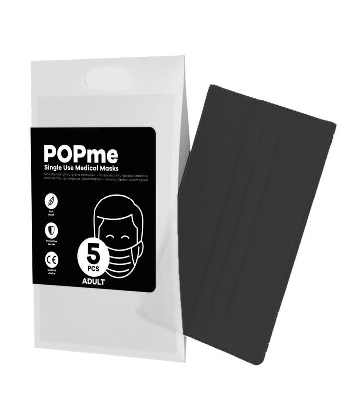 POPME MASK CHIRURGICA BLACK 5 PEZZI - famajoy.it