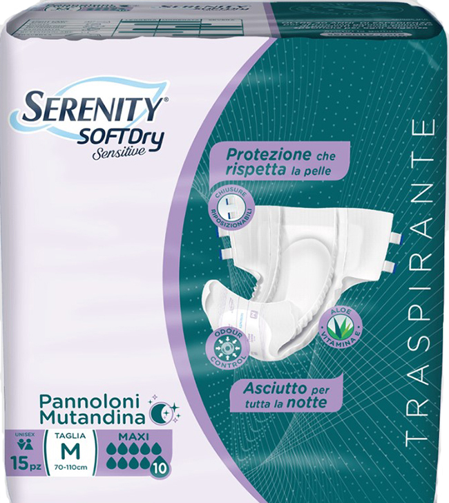 PANNOLONE MUTANDINA SERENITY SD SENSITIVE MAXI M 15 PEZZI - famajoy.it