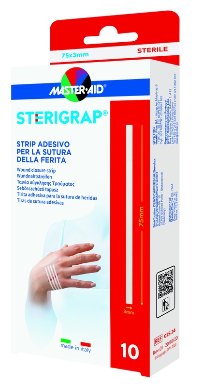 MASTER-AID STERIGRAP STRIP ADESIVO SUTURA FERITE 75X3 MM 10 PEZZI - famajoy.it