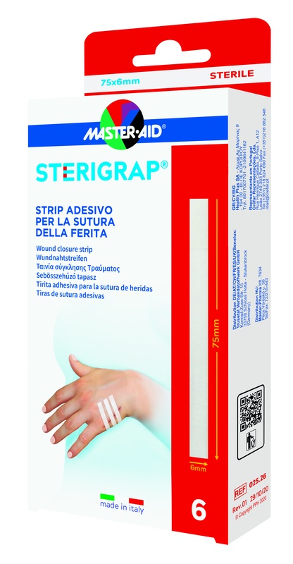 MASTER-AID STERIGRAP STRIP ADESIVO SUTURA FERITE 75X6 MM 6 PEZZI - famajoy.it