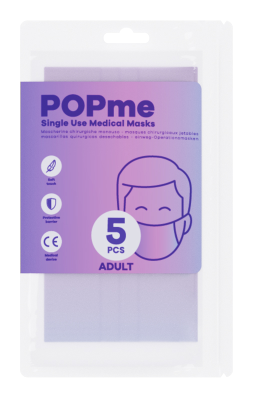 POPME CE MASK CHIRURGICA LAVENDER 5 PEZZI - famajoy.it