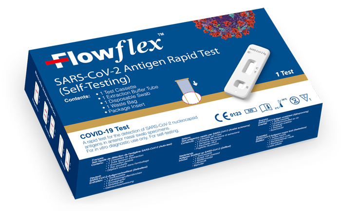 TEST ANTIGENICO RAPIDO COVID-19 FLOWFLEX AUTODIAGNOSTICO DETERMINAZIONE QUALITATIVA ANTIGENI SARS-COV-2 IN TAMPONI NASALI MEDIANTE IMMUNOCROMATOGRAFIA PROVETTA TAPPO BLU - famajoy.it
