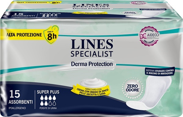 PANNOLONE PER INCONTINENZA LINES SPECIALIST DERMA SAGOMATO ANATOMICO SUPER PLUS 15 PEZZI - famajoy.it