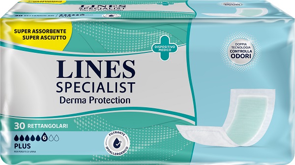 PANNOLONE PER INCONTINENZA LINES SPECIALIST DERMA RETTANGOLARE 30 PEZZI - famajoy.it