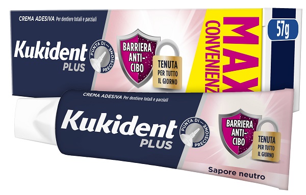 KUKIDENT PLUS BARRIERA ANTI-CIBO NEUTRO CREMA ADESIVA DENTIERE 57 G - famajoy.it