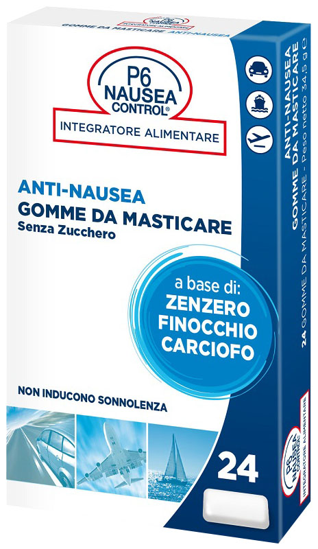 P6 NAUSEA CONTROL 24 GOMME DA MASTICARE SENZA ZUCCHERO - famajoy.it