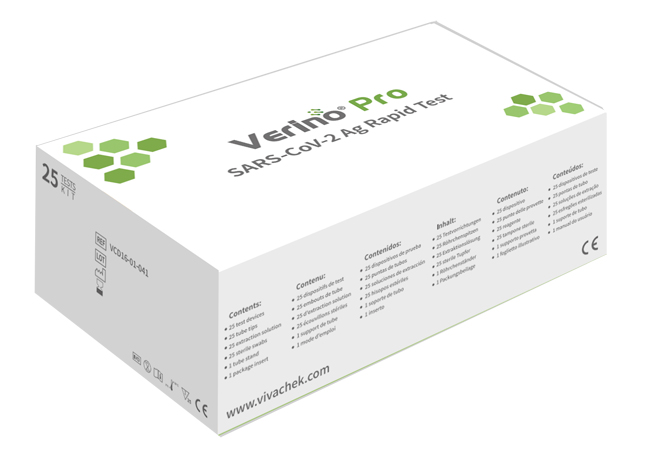 TEST ANTIGENICO RAPIDO COVID-19 VERINO PRO DETERMINAZIONE QUALITATIVA ANTIGENI SARS-COV-2 IN TAMPONI NASALI/NASOFARINGEI/OROFARINGEI MEDIANTE IMMUNOCROMATOGRAFIA 25 PEZZI USO PROF - famajoy.it