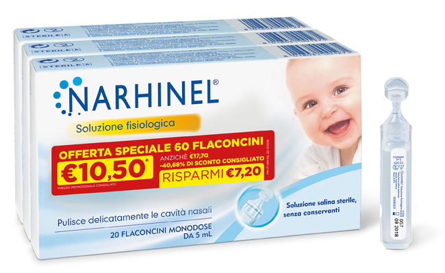 SOLUZIONE FISIOLOGICA NARHINEL 3 PACK PROMO 2022 DA 20 FLACONCINI DA 5 ML - famajoy.it