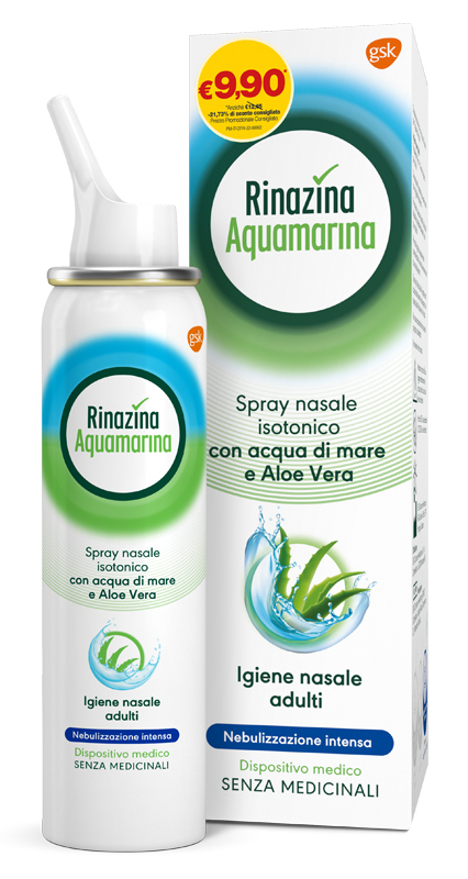 SOLUZIONE ISOTONICA RINAZINA AQUAMARINA ALOE INTENSA PROMO 100 ML - famajoy.it