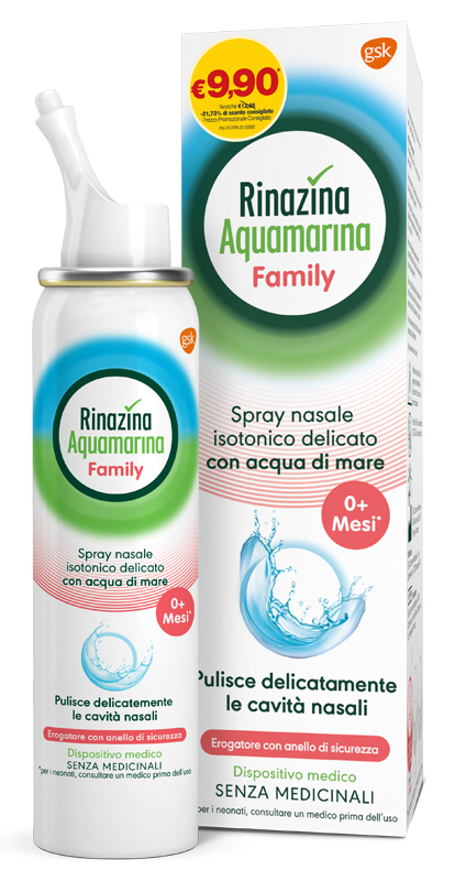 SPRAY NASALE ISOTONICO RINAZINA AQUAMARINA FAMILY PROMO 100 ML - famajoy.it