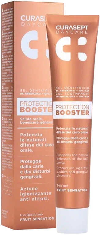 CURASEPT DAYCARE DENTIFRICIO PROTECTION BOOSTER FRUIT SENSATION 75 ML - famajoy.it