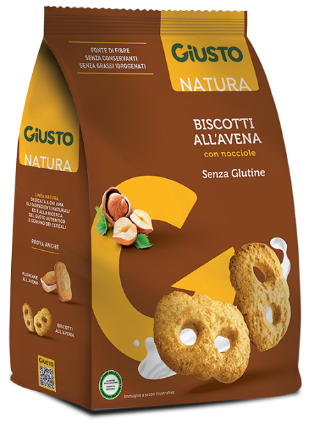 GIUSTO SENZA GLUTINE BISCOTTI AVENA CON NOCCIOLE 250 G - famajoy.it