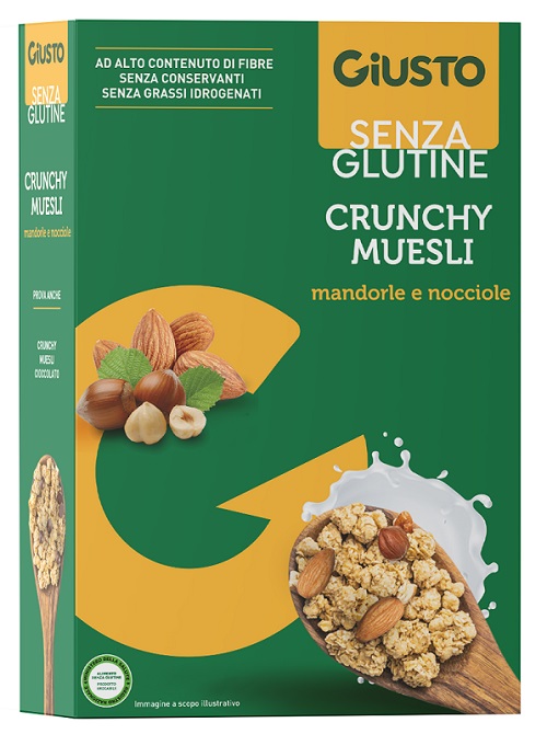 GIUSTO SENZA GLUTINE CRUNCHY MUESLI MANDORLE E NOCCIOLE 375 G - famajoy.it