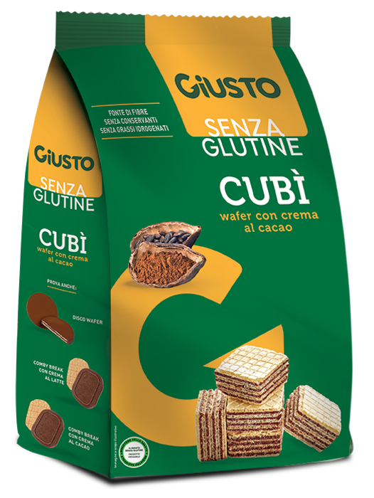 GIUSTO SENZA GLUTINE CUBI' WAFER CACAO 250 G - famajoy.it