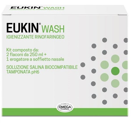 EUKIN WASH IGIENIZZANTE RINOFARINGEO KIT 2 FLACONI DA 250 ML + EROGATORE A SOFFIETTO NASALE - famajoy.it